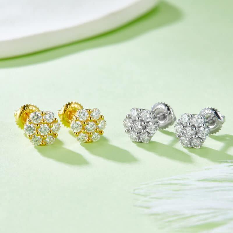 Anting-anting kancing moissanite bentuk bulat dengan sekrup belakang j015a 05