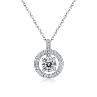 Collana con ciondolo in moissanite e pietre preziose coltivate in laboratorio ZH144O 01