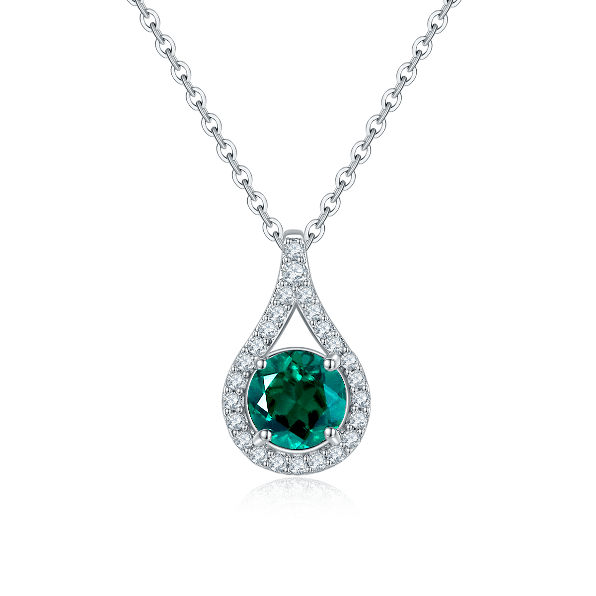 Colar com pingente de moissanita e pedras preciosas cultivadas em laboratório zh146o 02