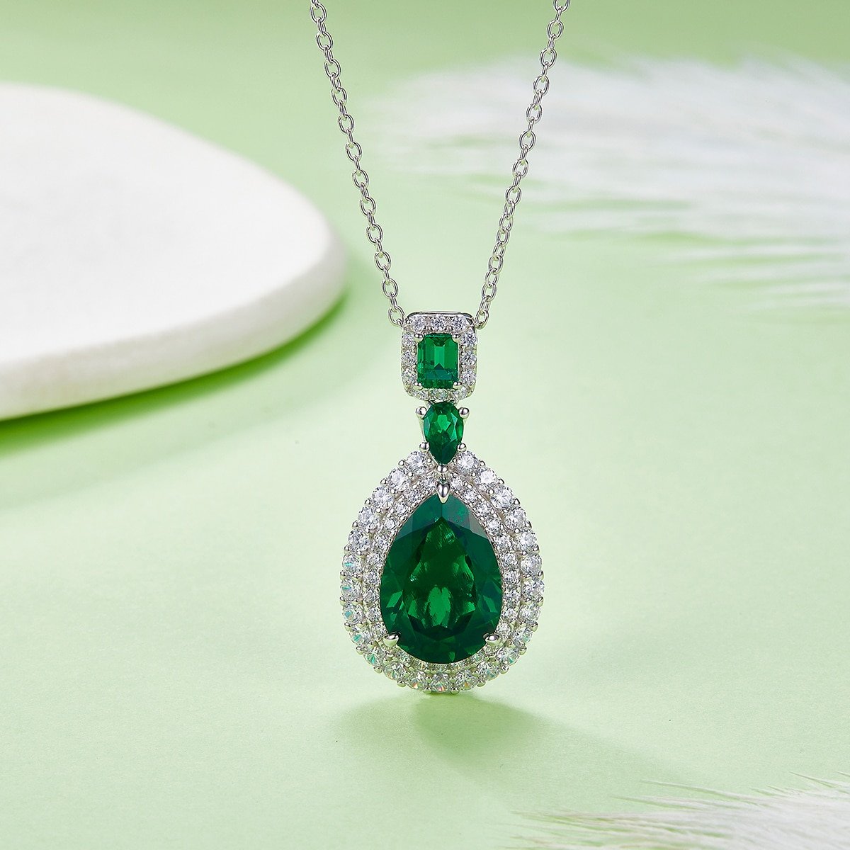 s925 silver pear pendant necklace zh140o 05