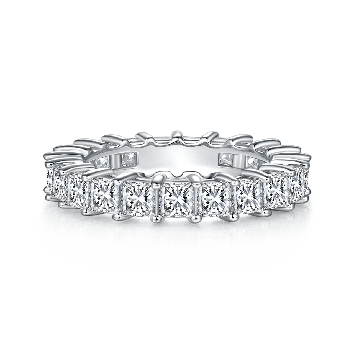 Anillo de eternidad de moissanita talla princesa m97e 02