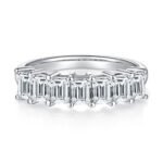 Emerald Cut Moissanite Anniversary Wedding Ring 3 emerald cut moissanite anniversary wedding band m95d 03