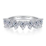 Heart Cut Moissanite Anniversary Wedding Ring 3 heart cut moissanite anniversary wedding band m95c 03