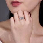 Round Cut Moissanite Three Stones Engagement Ring 5 moissanite three-stone ring df57m 01