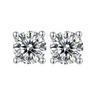 Boucles d'oreilles solitaires en moissanite taille ovale classique T90A-E 04