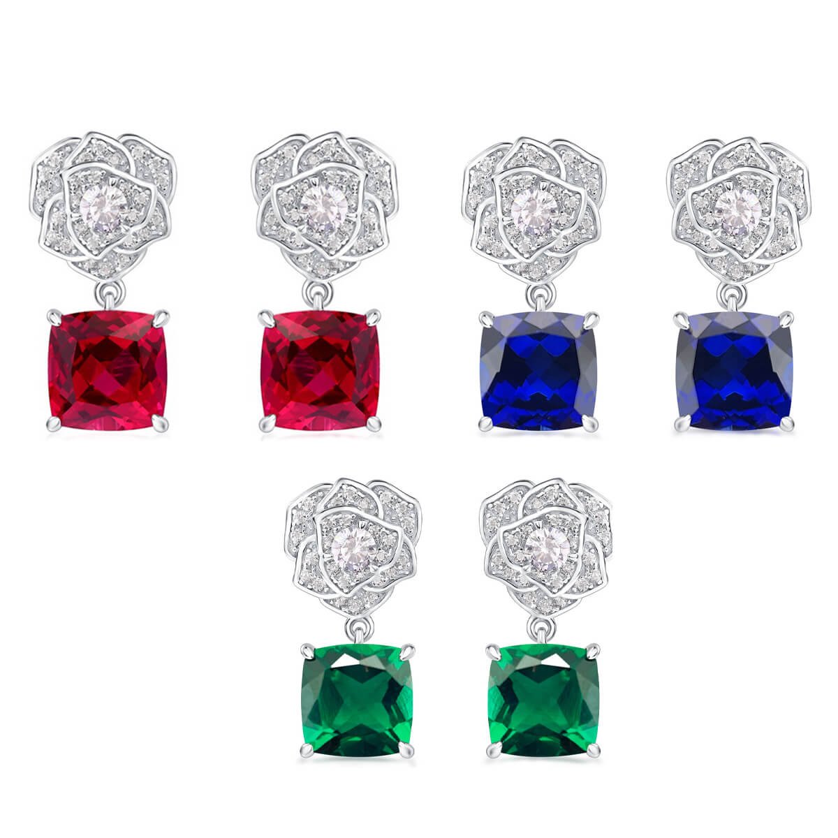 gold pillow shaped cultured gemstone rose earrings zh178s 01