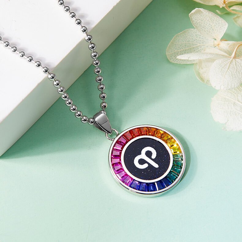 Aries of the Zodiac lab grown gemstones pendant necklace AS01O 04
