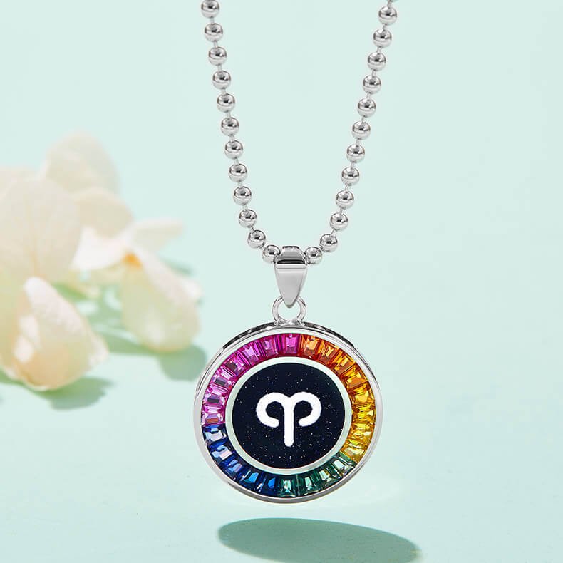Aries of the Zodiac lab grown gemstones pendant necklace AS01O 05