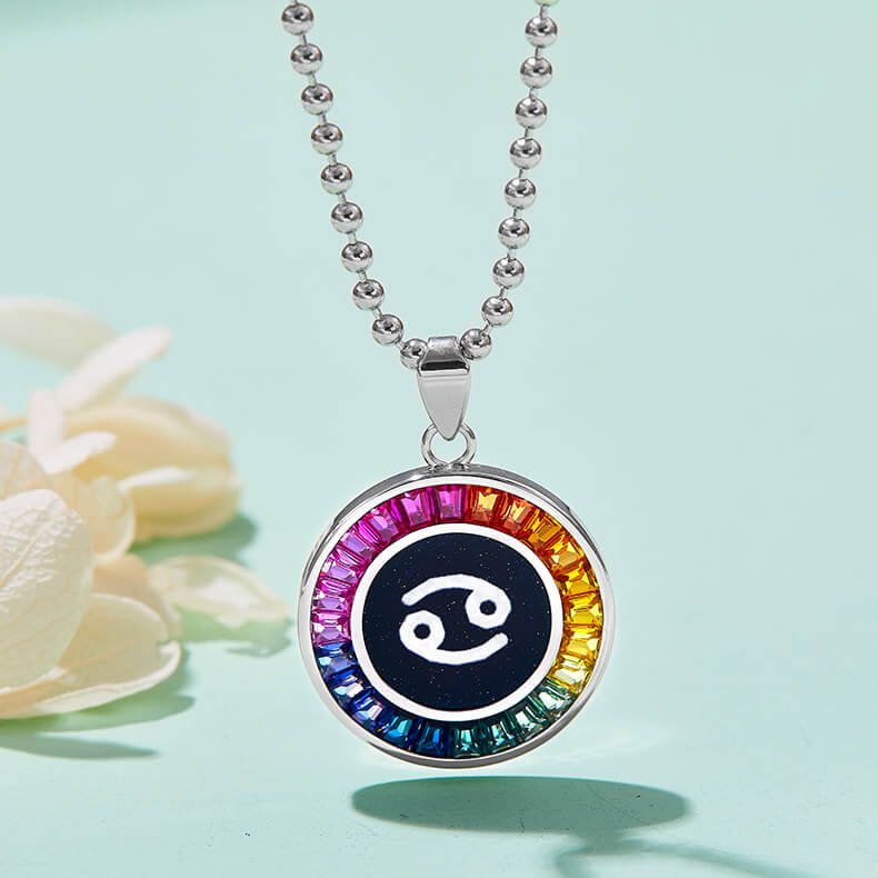 Cancer of the Zodiac lab grown gemstones pendant necklace AS04O 05