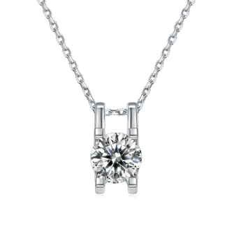 classic bull head setting moissanite pendant necklace t04a-n 01