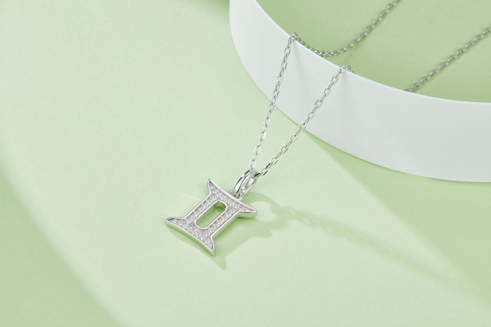 Gemini of the Zodiac Moissanite pendant necklace OXZC 04