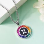 Gemini of the Zodiac lab grown gemstones pendant necklace AS03O 04