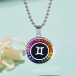 Gemini of the Zodiac lab grown gemstones pendant necklace AS03O 05