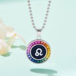 Leo of the Zodiac lab grown gemstones pendant necklace AS05O 05
