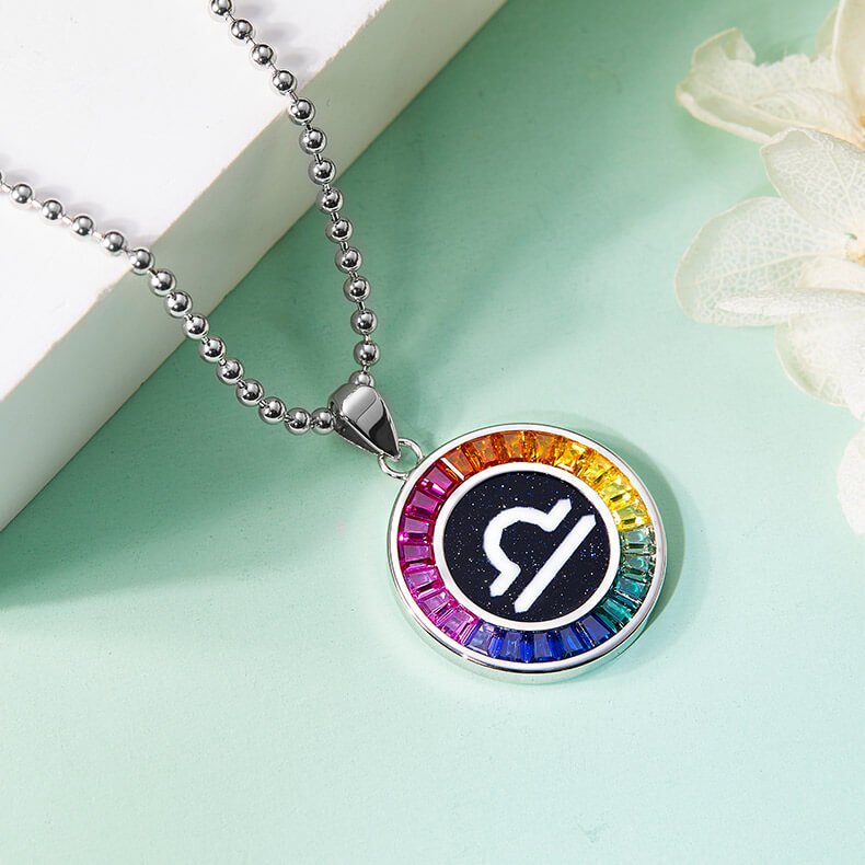 Libra of the Zodiac lab grown gemstones pendant necklace AS07O 04