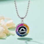 Libra of the Zodiac lab grown gemstones pendant necklace AS07O 05