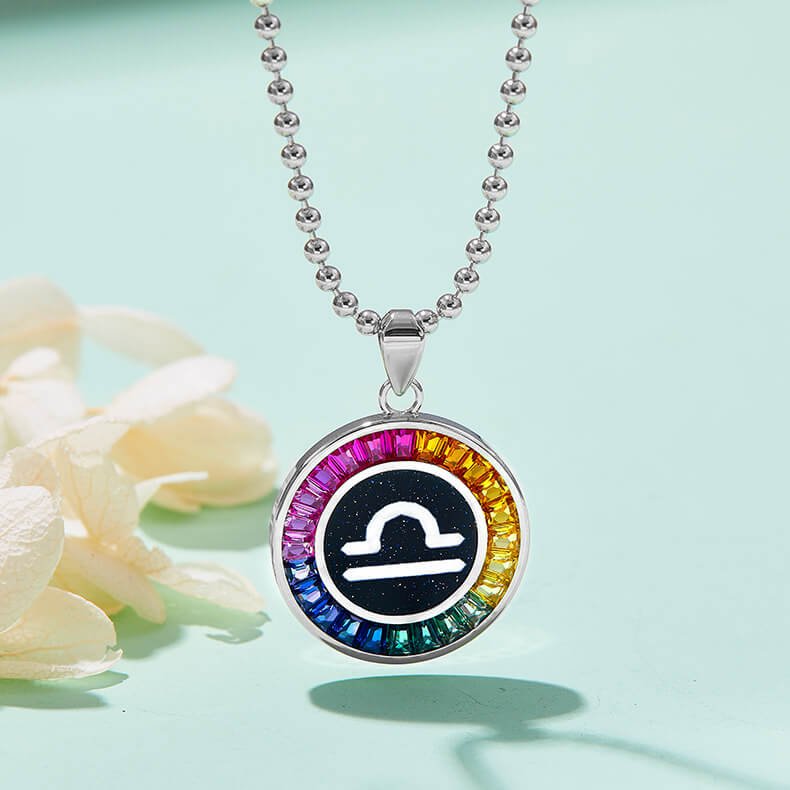 Libra of the Zodiac lab grown gemstones pendant necklace AS07O 05