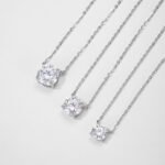 Classic 4 prongs round cut Moissanite pendant necklace NW127O 02