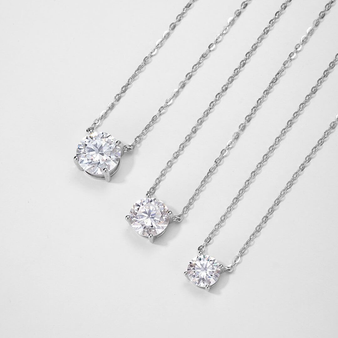 NW127O 02 Classic 4 prongs round cut Moissanite pendant necklace NW127O 02