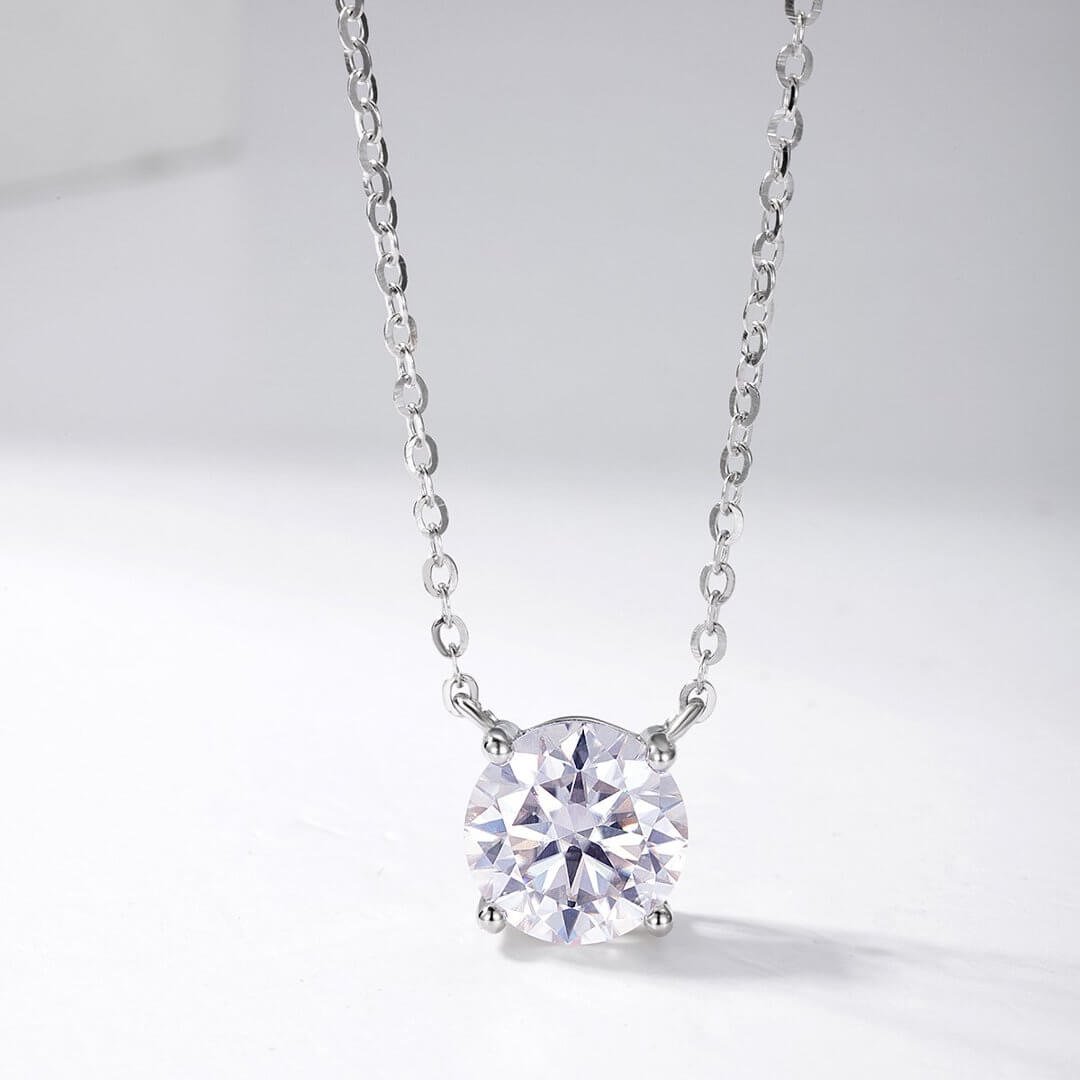 NW127O 03 Classic 4 prongs round cut Moissanite pendant necklace NW127O 03