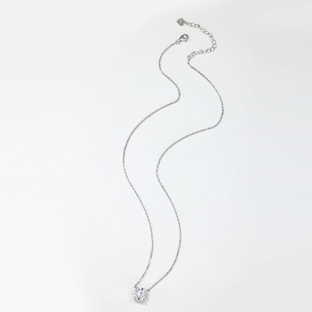 NW127O 04 Classic 4 prongs round cut Moissanite pendant necklace NW127O 04