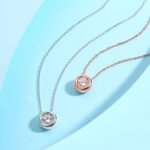 Bezel setting round cut Moissanite pendant necklace O40A O04B N 03