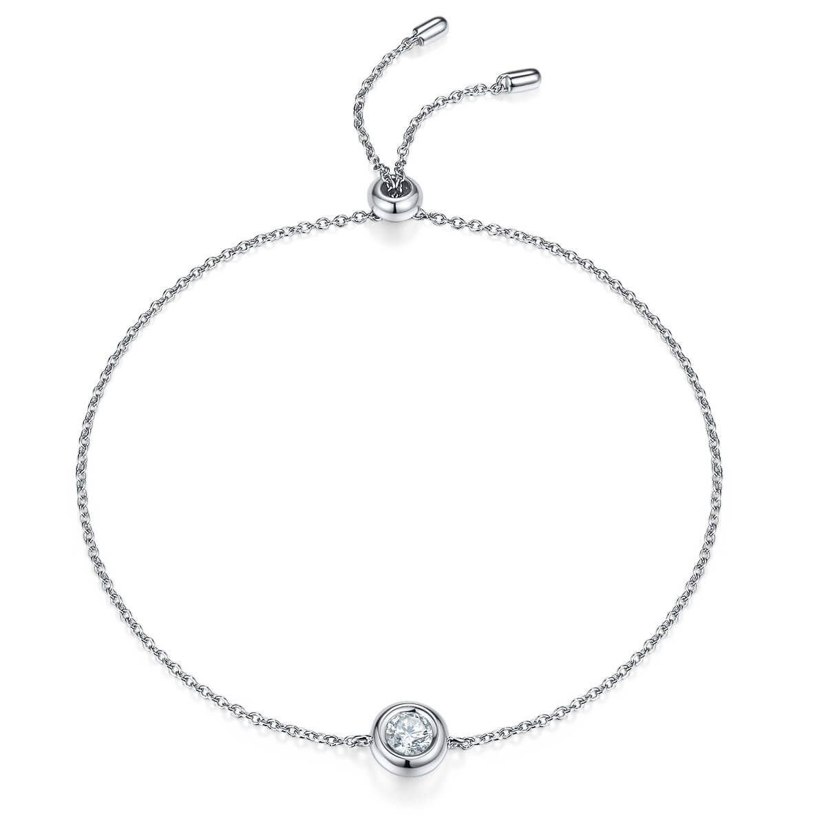 Bracciale con moissanite taglio rotondo incastonata a castone O40A O40B B 01