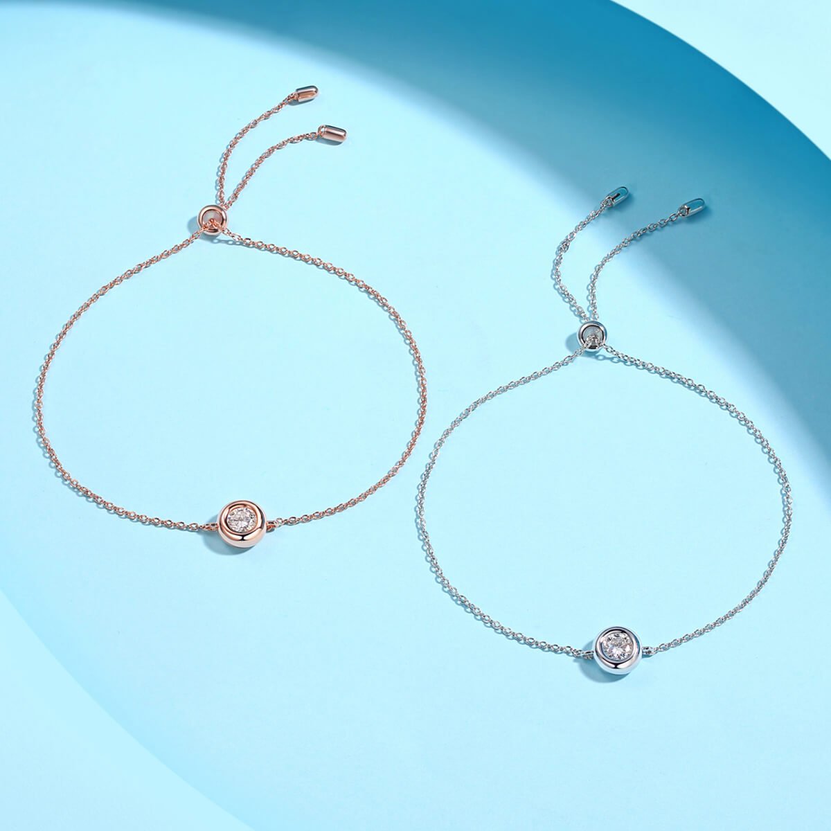 Bezel setting round cut Moissanite bracelet O40A O40B B 03