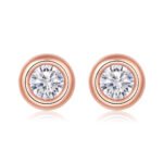Bezel setting round cut Moissanite earrings stud O40A O40B E 02