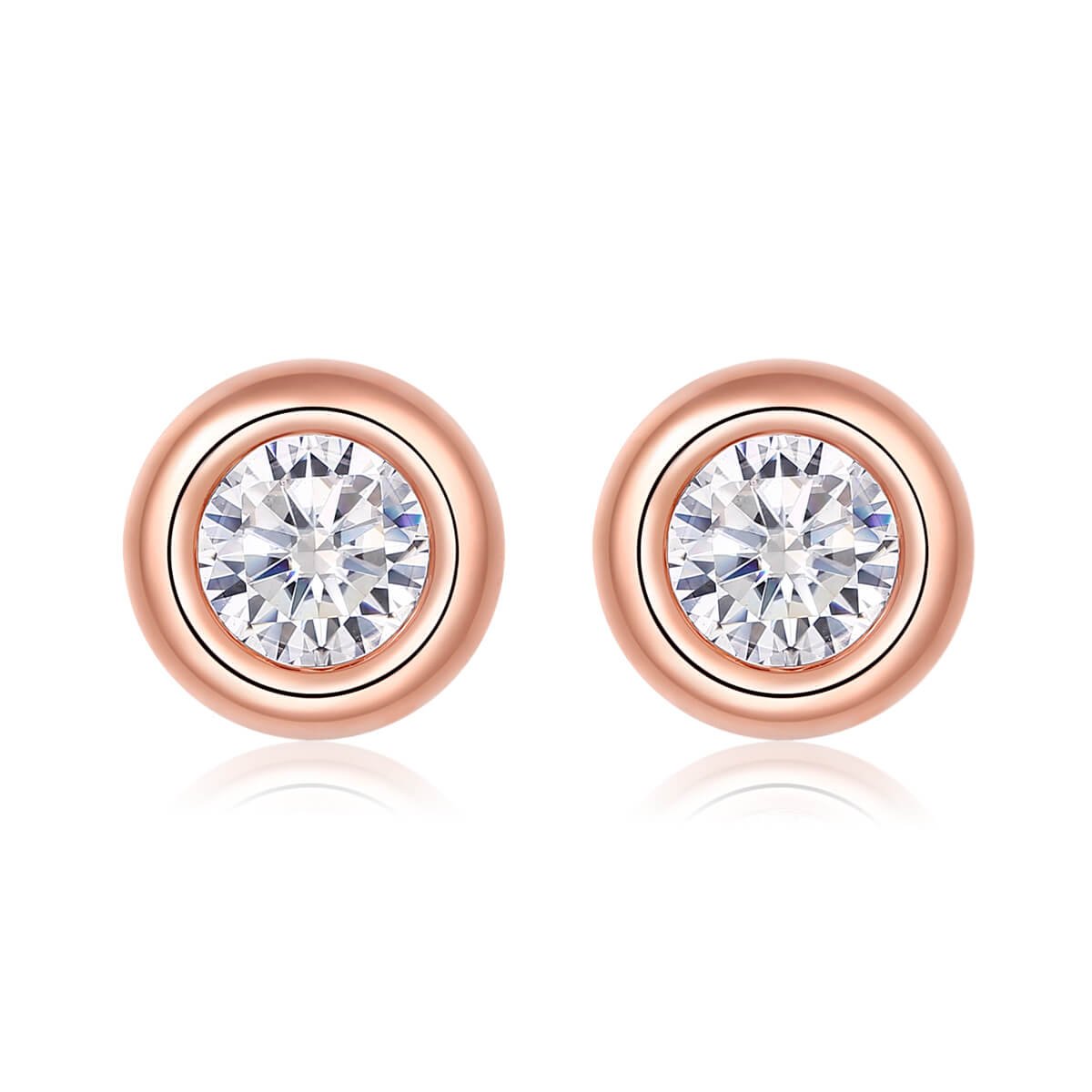 O40A O40B E 02 Bezel setting round cut Moissanite earrings stud O40A O40B E 02