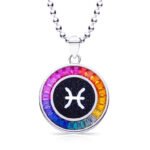 Collar con colgante de gemas cultivadas en laboratorio del signo zodiacal Piscis AS12O 01