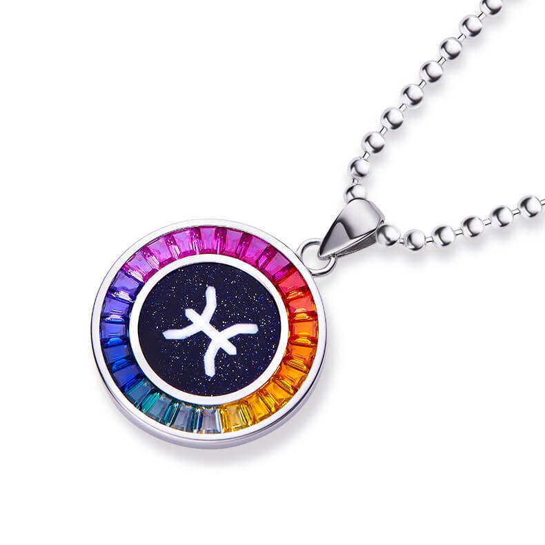 Pisces of the Zodiac lab grown gemstones pendant necklace AS12O 02