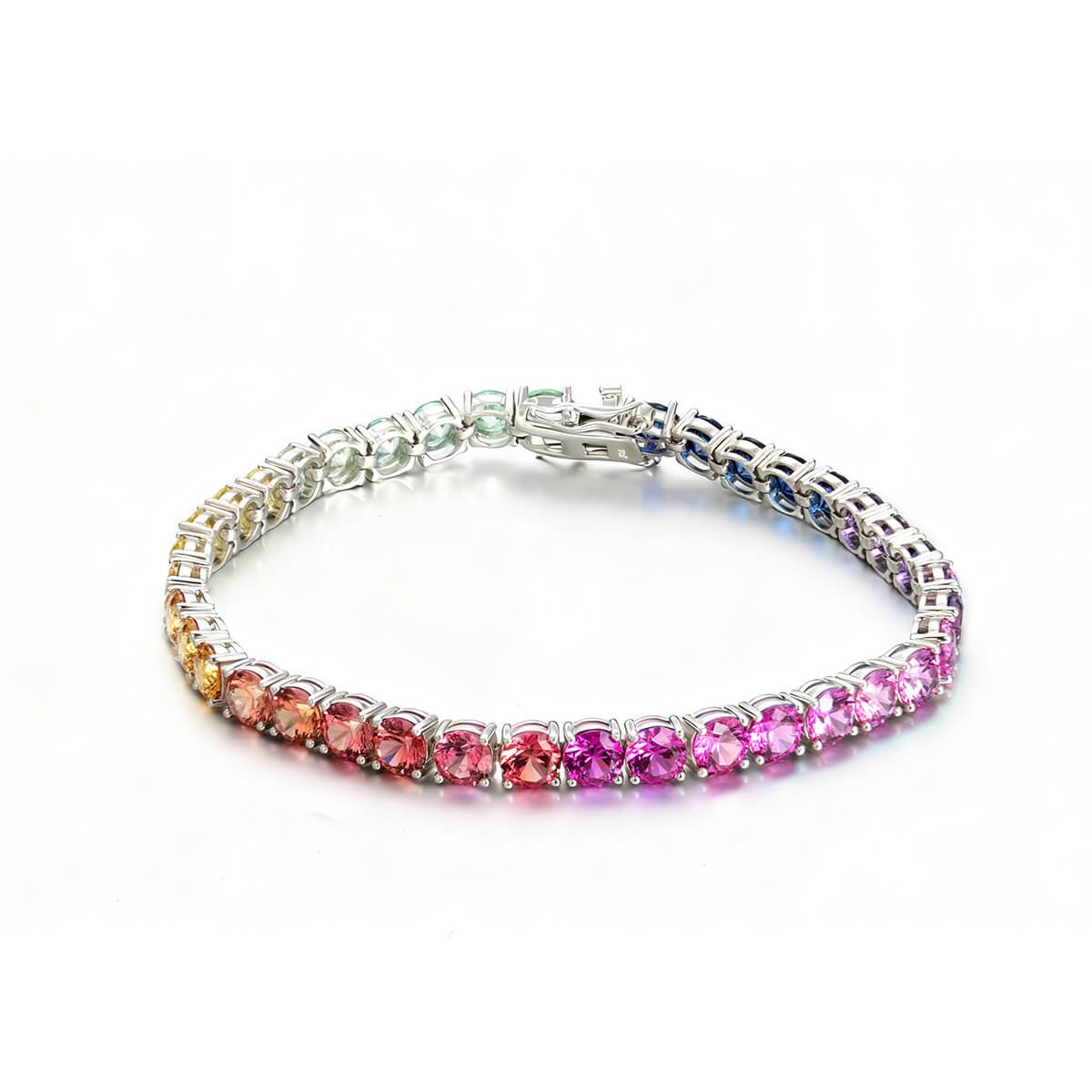 round 5.0mm rainbow colors lab grown gemstones tennis bracelet wz01u 01