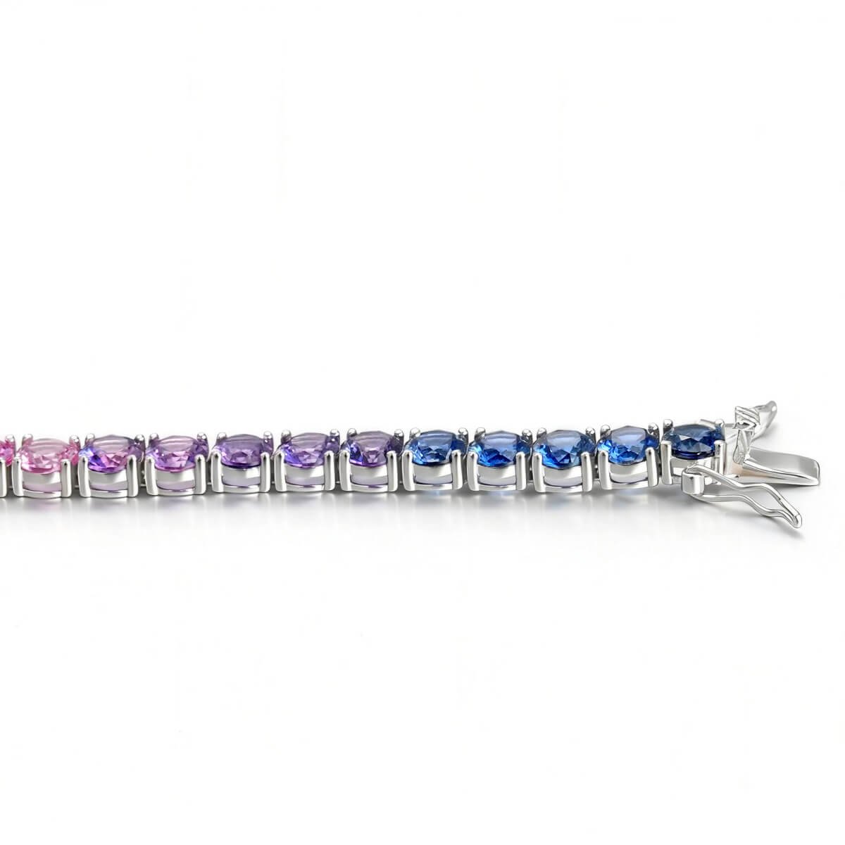 round 5.0mm rainbow colors lab grown gemstones tennis bracelet wz01u 02