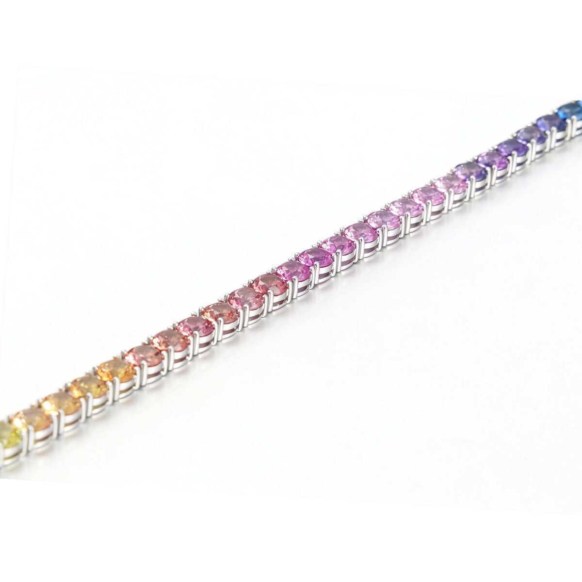 round 5.0mm rainbow colors lab grown gemstones tennis bracelet wz01u 03