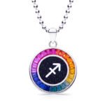 Collier pendentif Sagittaire du zodiaque en pierres précieuses de laboratoire AS09O 01