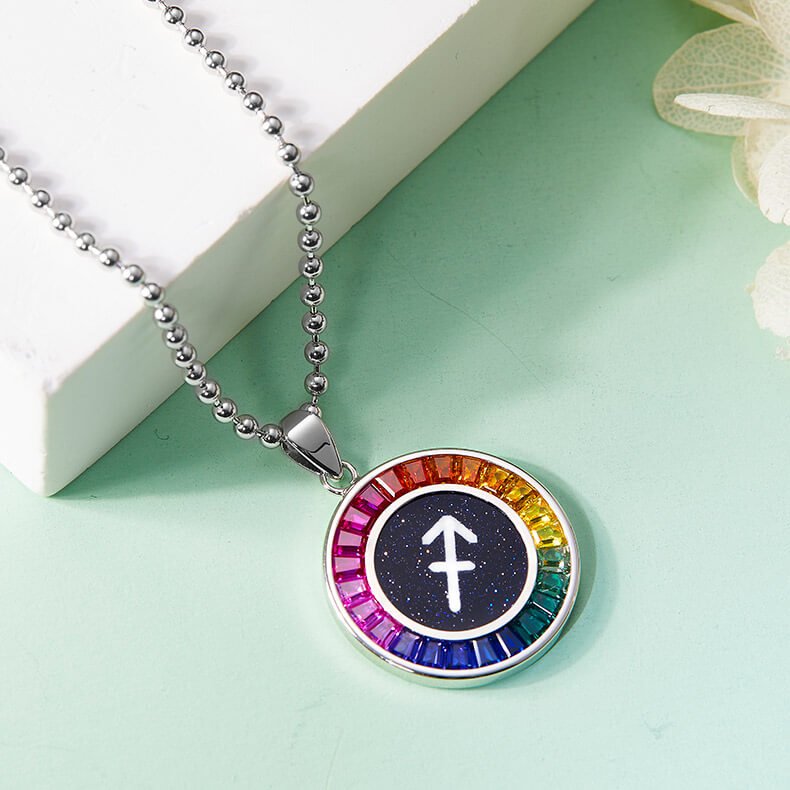 Sagittarius of the Zodiac lab grown gemstones pendant necklace AS09O 04