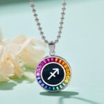 Sagittarius of the Zodiac lab grown gemstones pendant necklace AS09O 05
