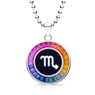 Collier pendentif Scorpion du zodiaque en pierres précieuses de laboratoire AS08O 01