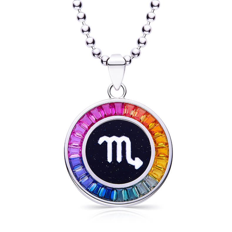 Hangerketting met laboratoriumgekweekte edelstenen, symbool van het sterrenbeeld Schorpioen AS08O 01