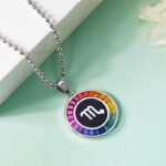 Scorpio of the Zodiac lab grown gemstones pendant necklace AS08O 04