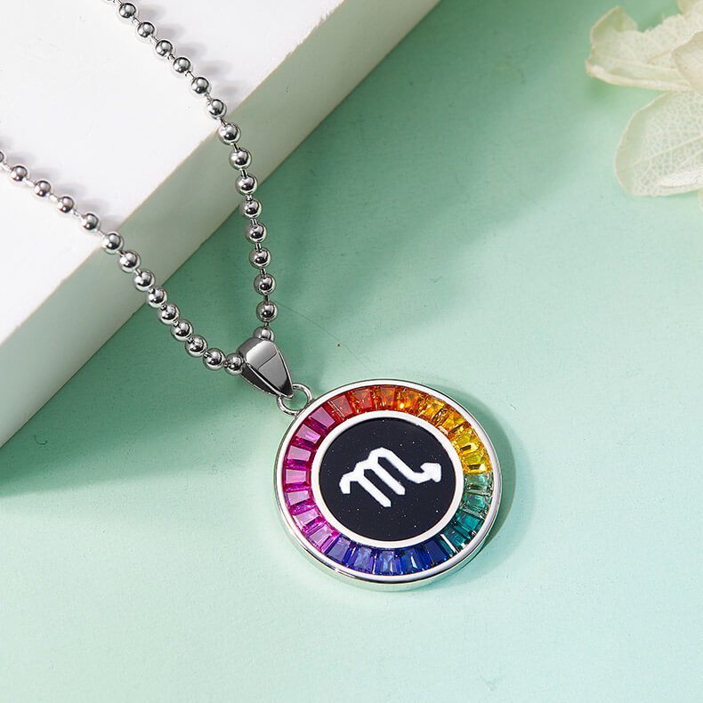 Scorpio of the Zodiac lab grown gemstones pendant necklace AS08O 04