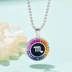Scorpio of the Zodiac lab grown gemstones pendant necklace AS08O 05