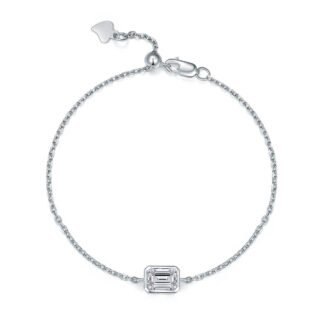 Bezel setting emerald cut Moissanite bracelet TS65U 01