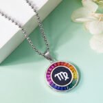 Virgo of the Zodiac lab grown gemstones pendant necklace AS06O 04