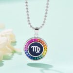 Virgo of the Zodiac lab grown gemstones pendant necklace AS06O 05
