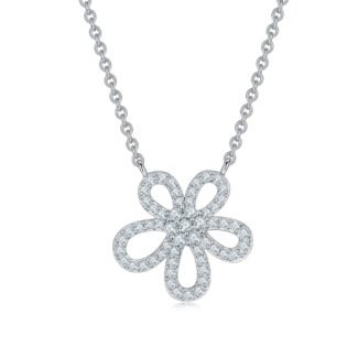 Bloemvormige Moissanite hanger ketting XH01O 01