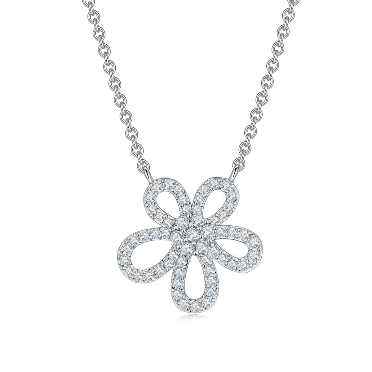 Bloemvormige Moissanite hanger ketting XH01O 01