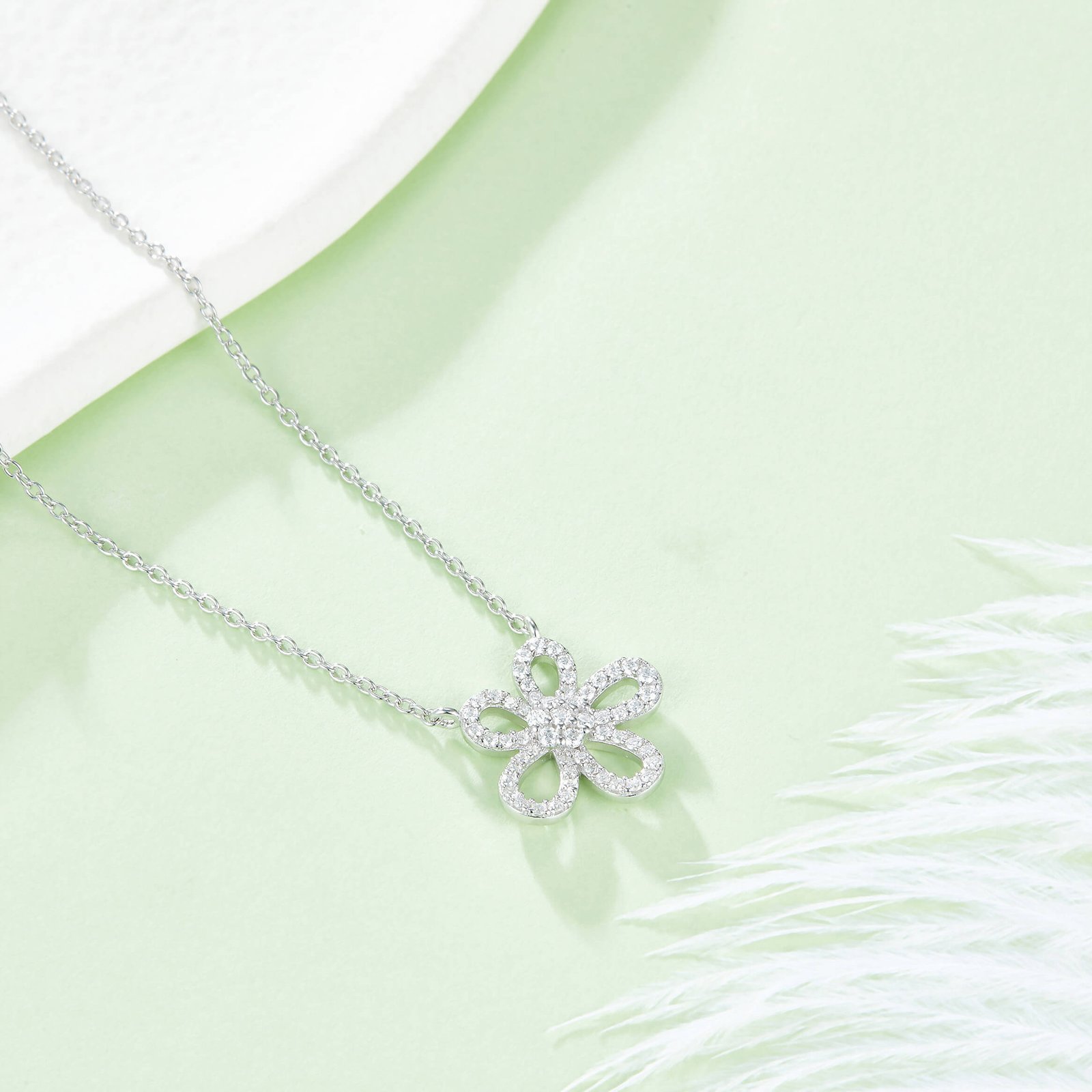 Flower shape Moissanite pendant necklace XH01O 03
