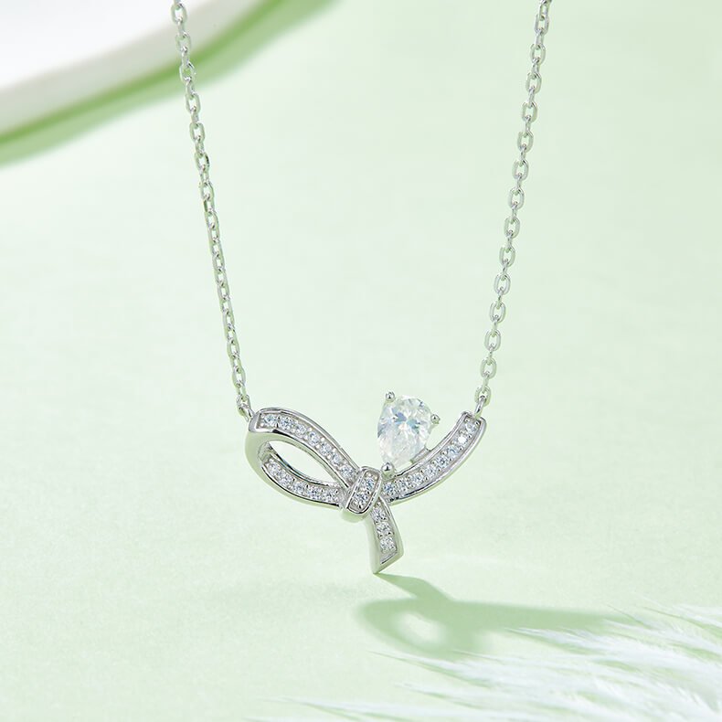 XR02O 04 Butterfly shape pear cut Moissanite pendant necklace XR02O 04